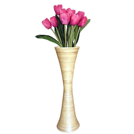 Uniquewise Decorative Modern Bamboo Display Floor Vase Hourglass Shape, 27 Inch Natural QI004156.N